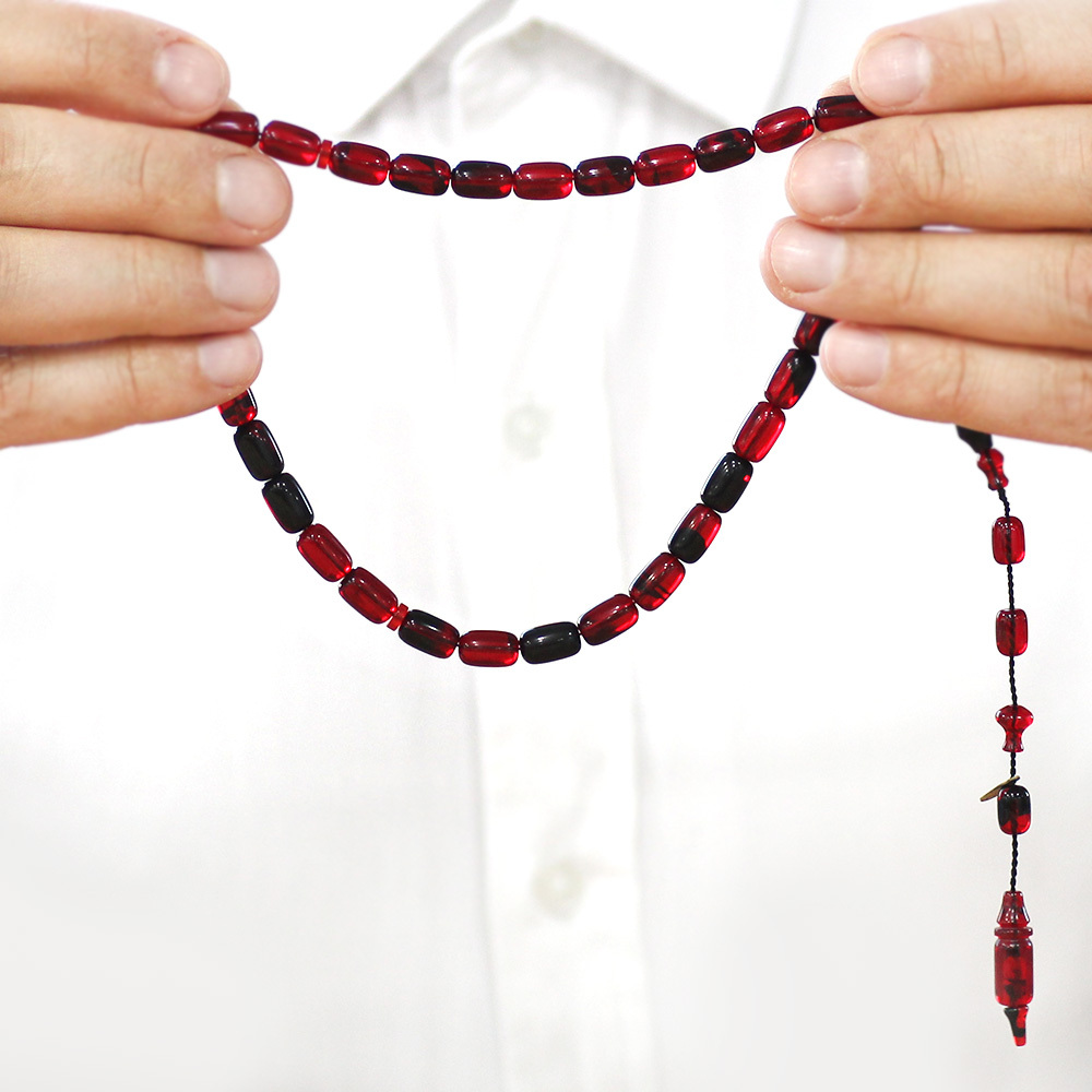 Katalin Tesbih - Sistem Takımlı - Usta İşçilikli - İmamesi Halkalı - Kırmızı Siyah - Kapsül Kesim - 3