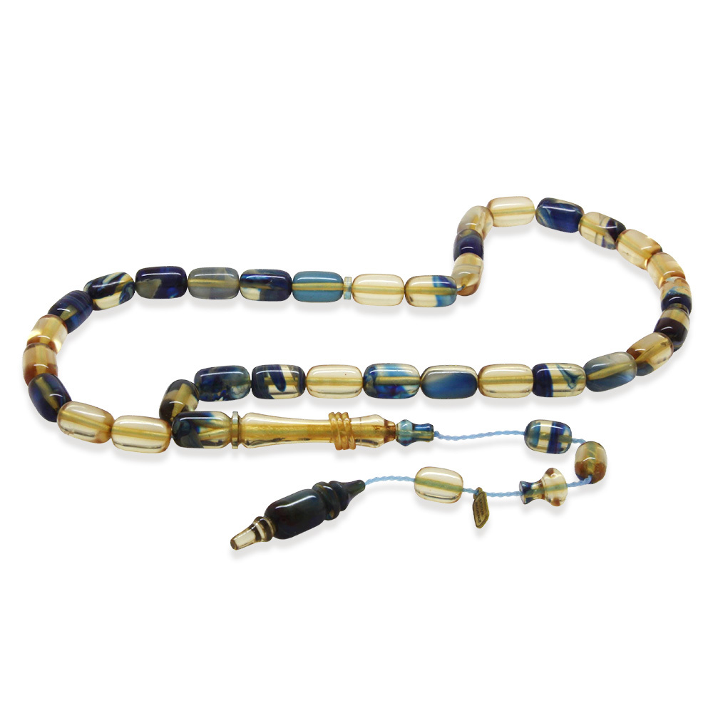 Katalin Tesbih - Sistem Takımlı - Usta İşçilikli - İmamesi Halkalı - Mavi Beyaz - Kapsül Kesim - 4