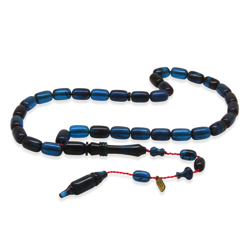 Katalin Tesbih - Sistem Takımlı - Usta İşçilikli - İmamesi Halkalı - Mavi Siyah - Kapsül Kesim - 4