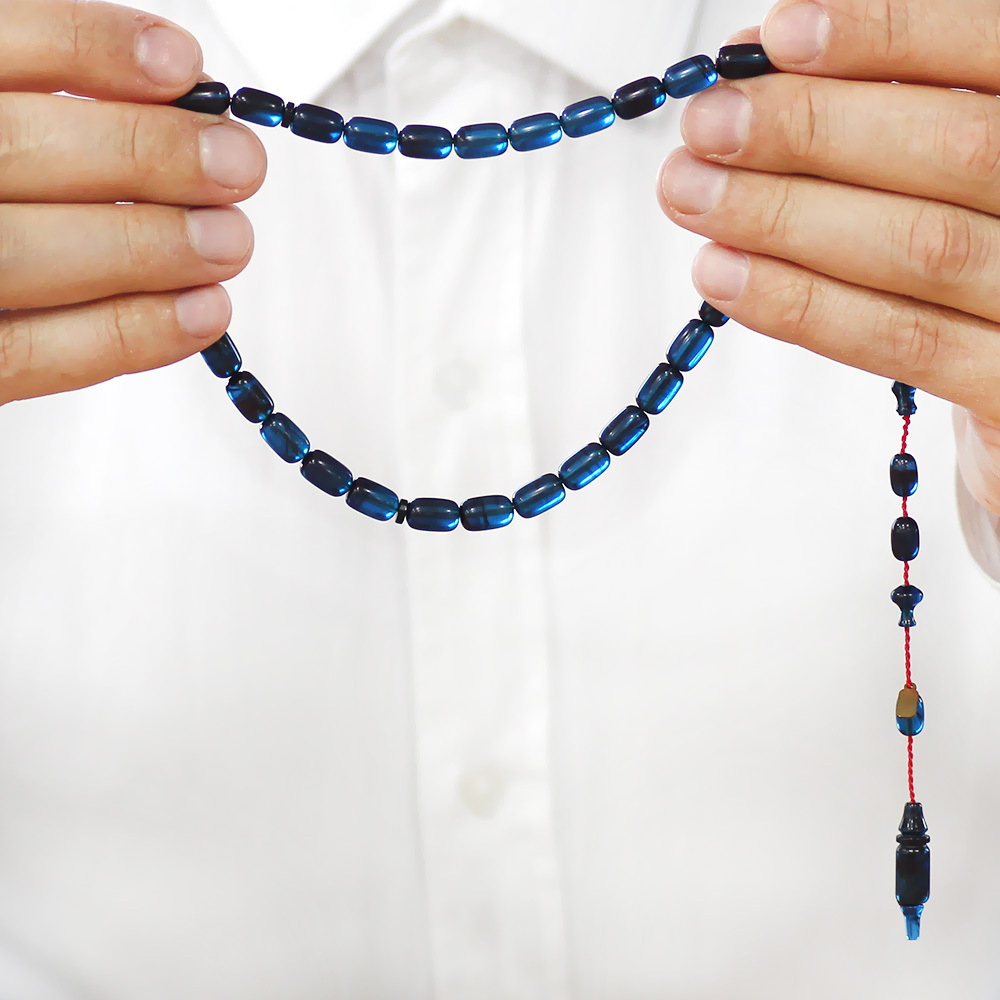 Katalin Tesbih - Sistem Takımlı - Usta İşçilikli - İmamesi Halkalı - Mavi Siyah - Kapsül Kesim - 3