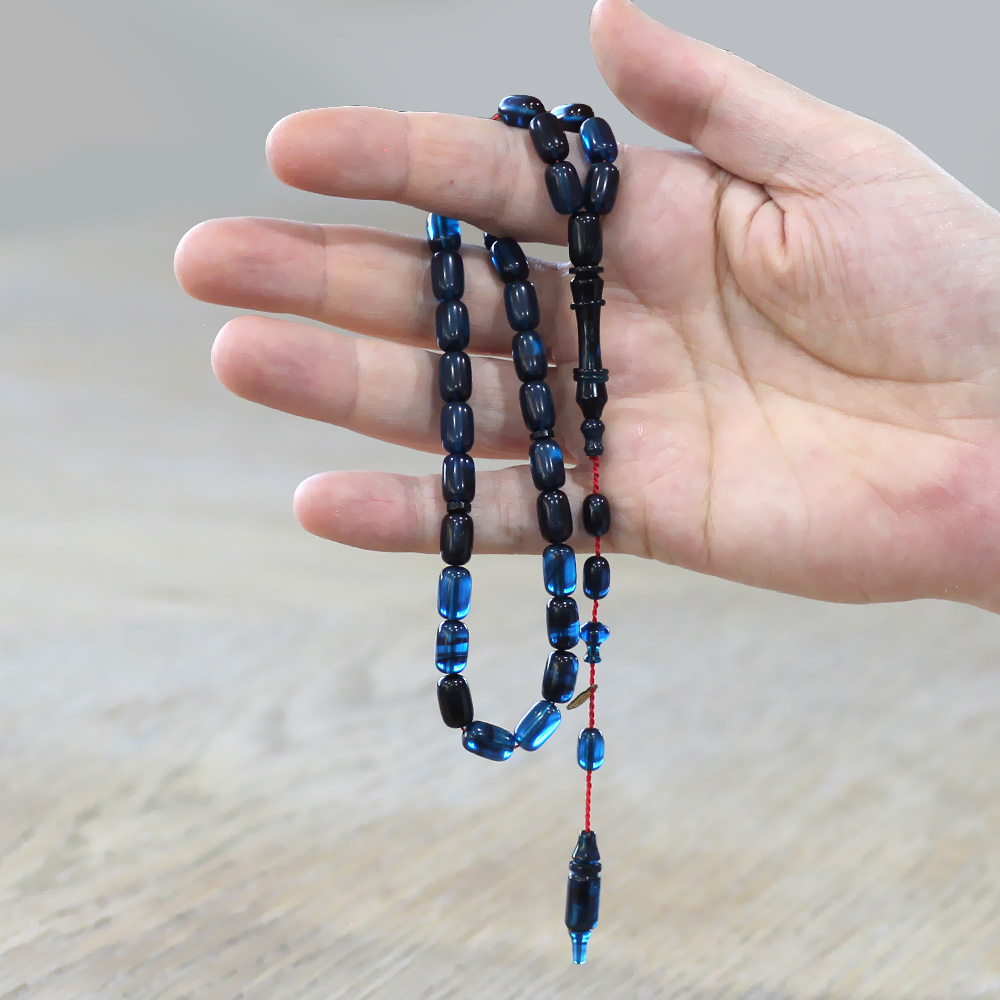 Katalin Tesbih - Sistem Takımlı - Usta İşçilikli - İmamesi Halkalı - Mavi Siyah - Kapsül Kesim - 2