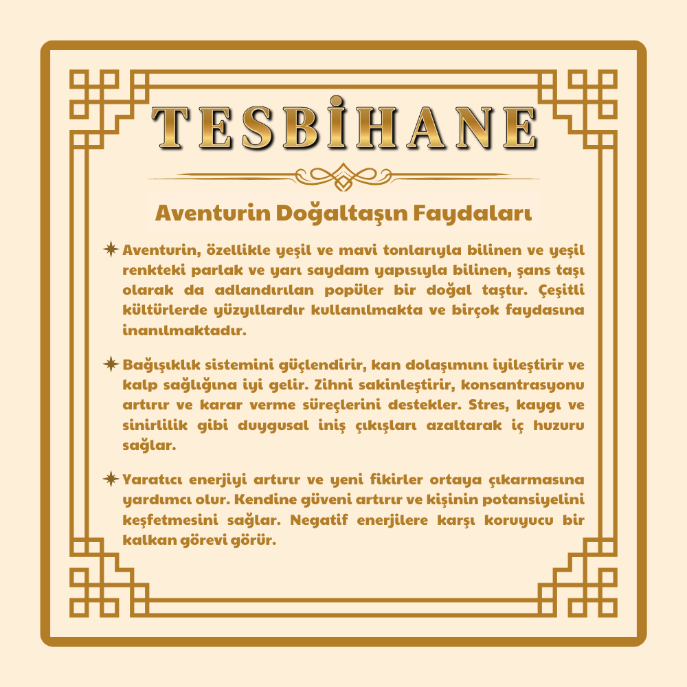Aventurin Plakalı Küre Kesim Doğaltaş Erkek Bileklik - 2