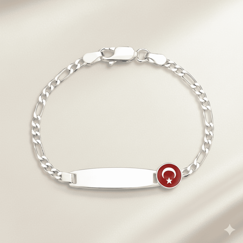 Ayyıldız Detaylı 925 Ayar Gümüş Zincirli İsme Özel Yazılı Çocuk Bileklik - 3