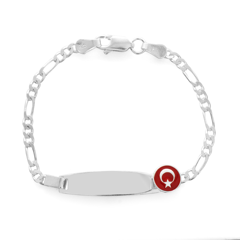 Ayyıldız Detaylı 925 Ayar Gümüş Zincirli İsme Özel Yazılı Çocuk Bileklik - 7