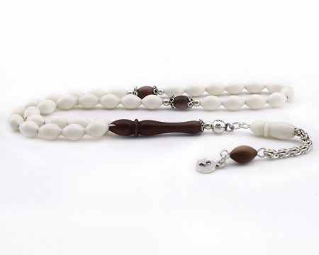 Ayyıldız Gümüş Püsküllü Arpa Kesim Deve Kemiği Kuka Tesbih - Tesbihane