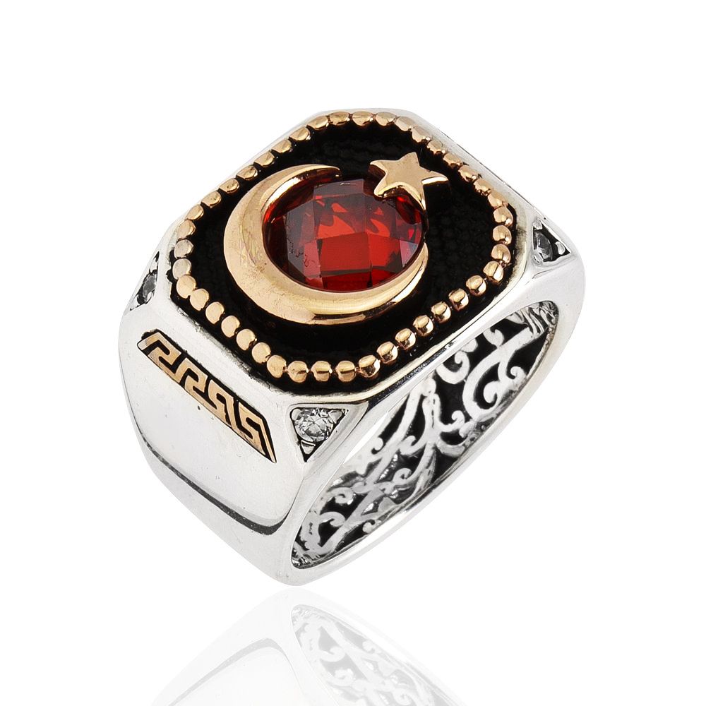 Ayyıldız Model Zirkon Taşlı 925 Ayar Gümüş Yüzük - 1