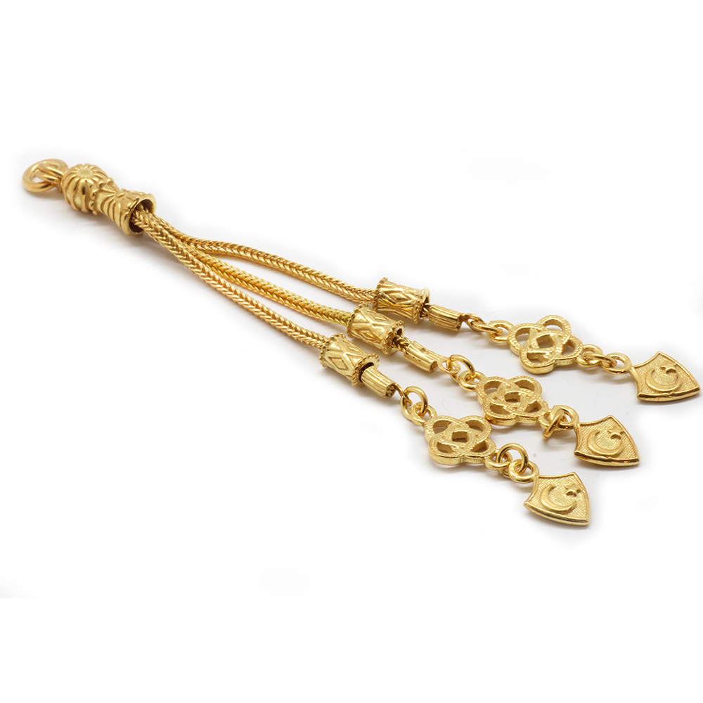 Ayyıldız Motifli Gold Renk 925 Ayar Gümüş Püskül - 1