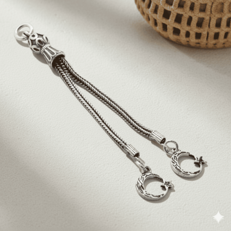 Ayyıldız Tasarım 2 li Kamçı 925 Ayar Gümüş Püskül - Tesbihane