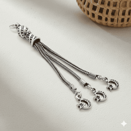 Ayyıldız Tasarım 3 lü Kamçı 925 Ayar Gümüş Püskül - Tesbihane