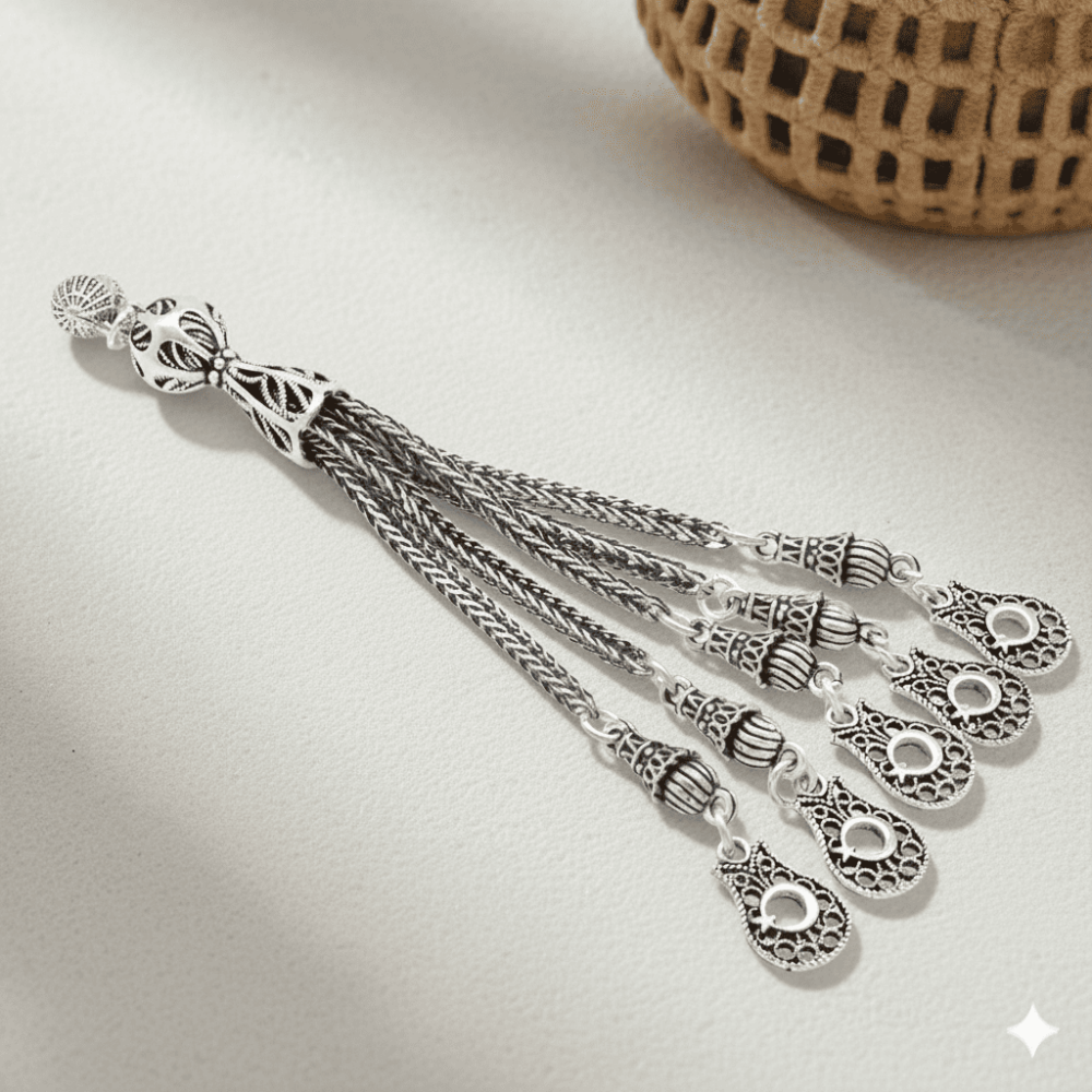 Ayyıldız Tasarım 5 li Gümüş Renk Kararmaz Metal Püskül - 1