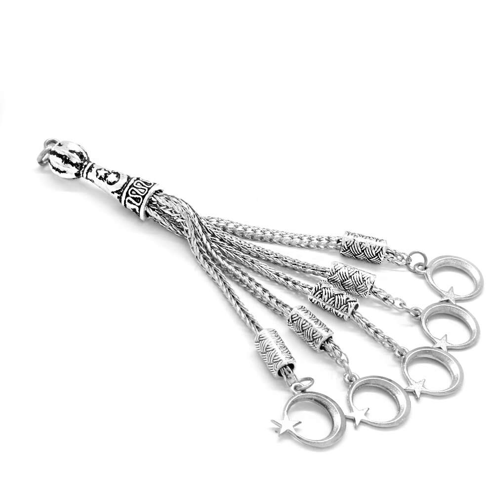 Ayyıldız Tasarım 5 li Kalın Model Gümüş Renk Kararmaz Metal Püskül - 1