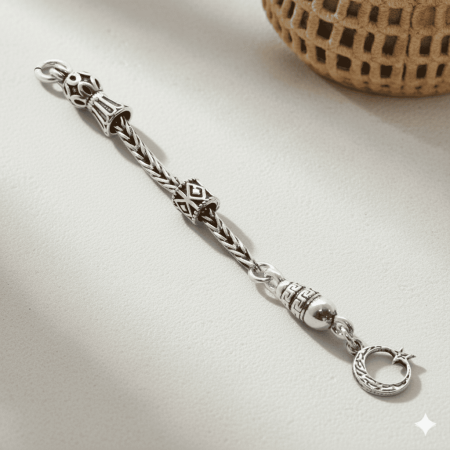 Ayyıldız Tasarım Kalın Zincirli 925 Ayar Gümüş Püskül - Tesbihane