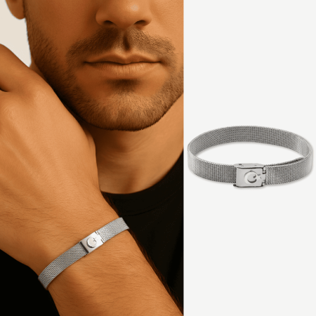 Ayyıldız Temalı Çelik Hasır Erkek Bileklik - Tesbihane