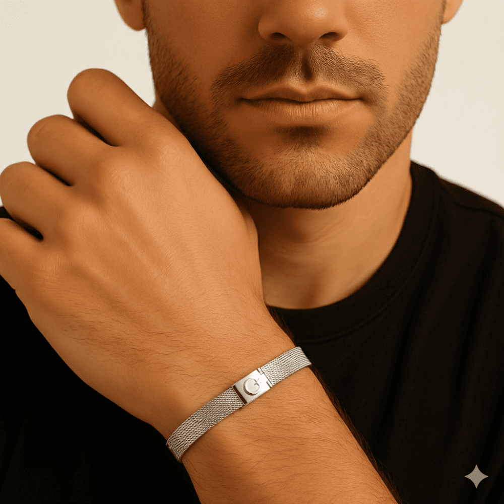 Ayyıldız Temalı Çelik Hasır Erkek Bileklik - 2