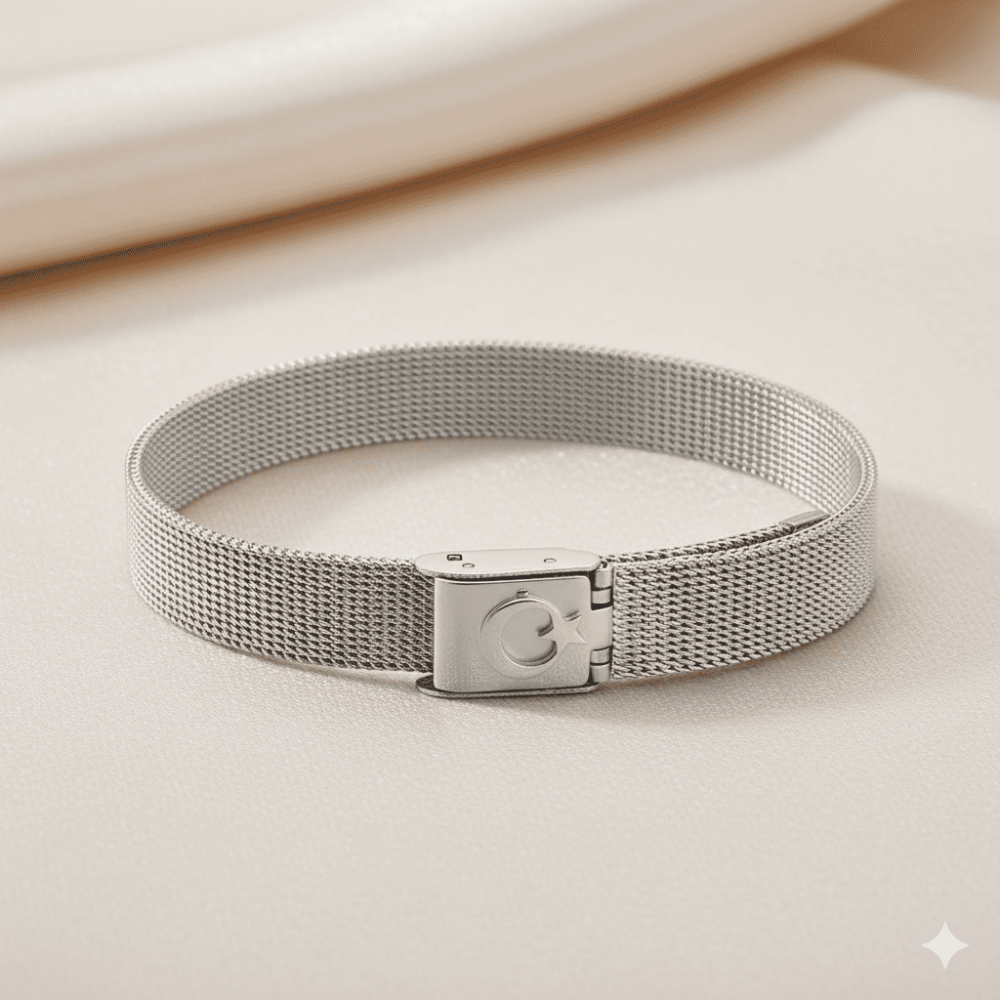 Ayyıldız Temalı Çelik Hasır Erkek Bileklik - 3