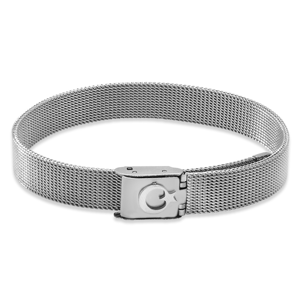 Ayyıldız Temalı Çelik Hasır Erkek Bileklik - 5