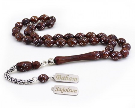 Babam Sağolsun Yazılı Gümüş Püsküllü Kuka Tesbih - Tesbihane