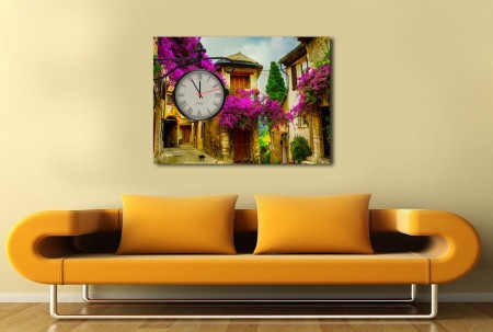 Bahar Temalı Saatli Kanvas Tablo - Tesbihane