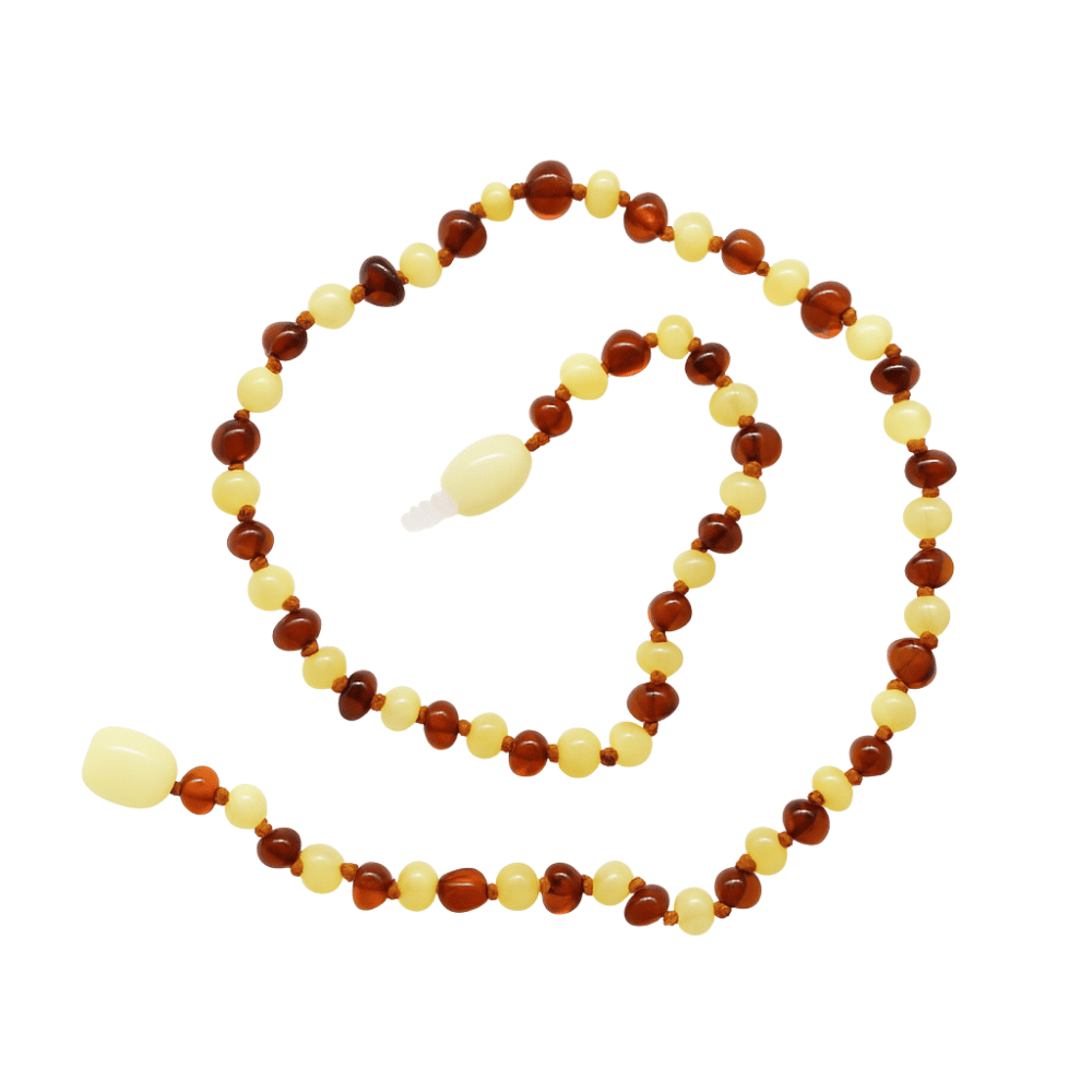 Bal Beyaz Renkli Özel Seri Naturel Damla Kehribar Taşlı Bebek Diş Kolyesi - 3