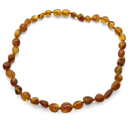 Bal Rengi Doğal Damla Kehribar Taşlı Bebek Diş Kolyesi - Tesbihane