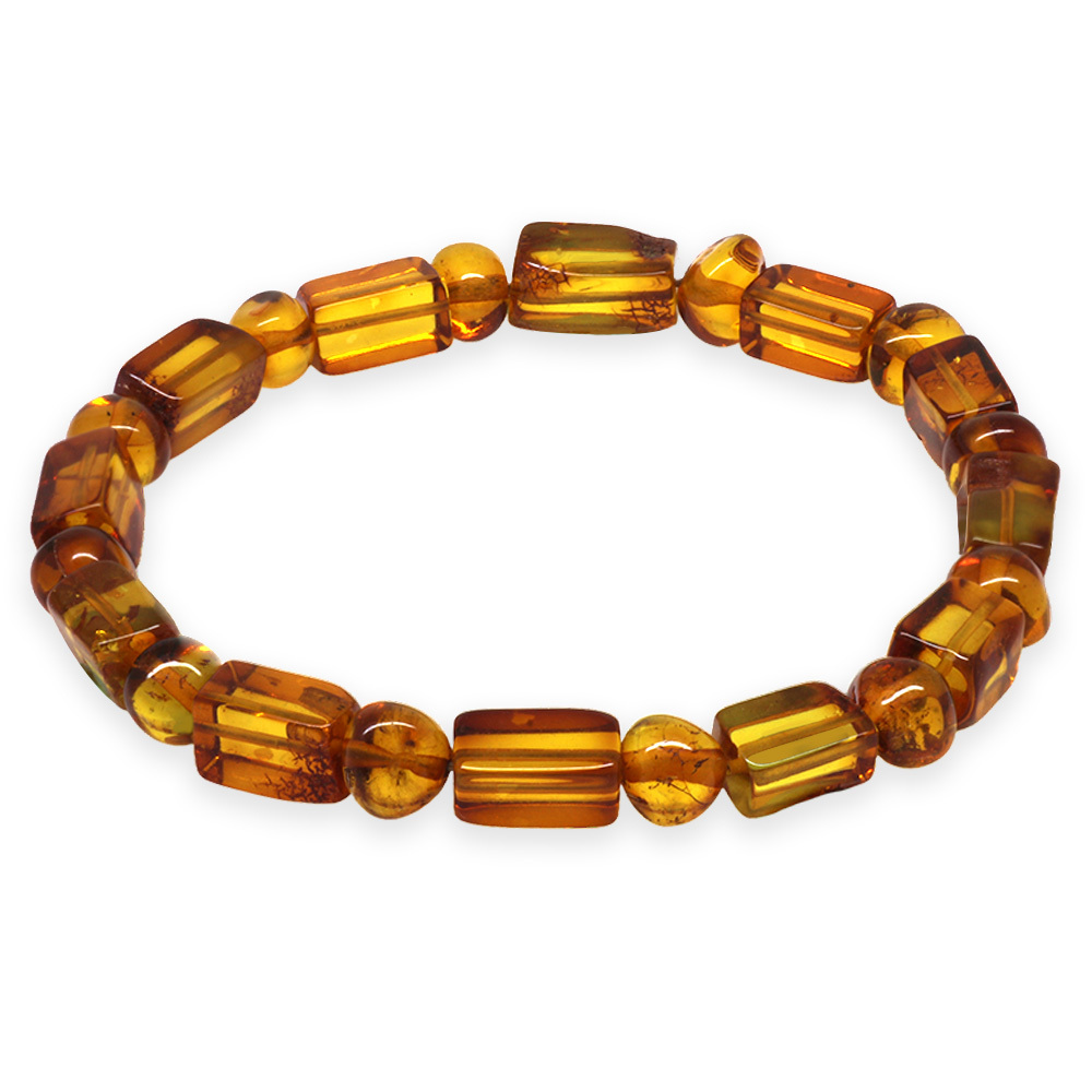 Bal Rengi Silindir Kesim Doğal Damla Kehribar Erkek Bileklik - 6