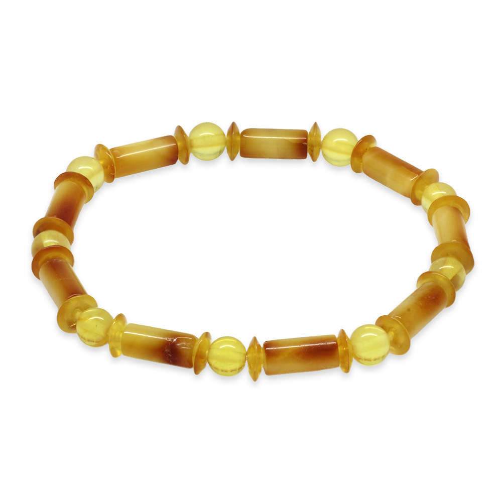 Bal Sarı Renkli Silindir Kesim Doğal Damla Kehribar Kadın Bileklik - 4