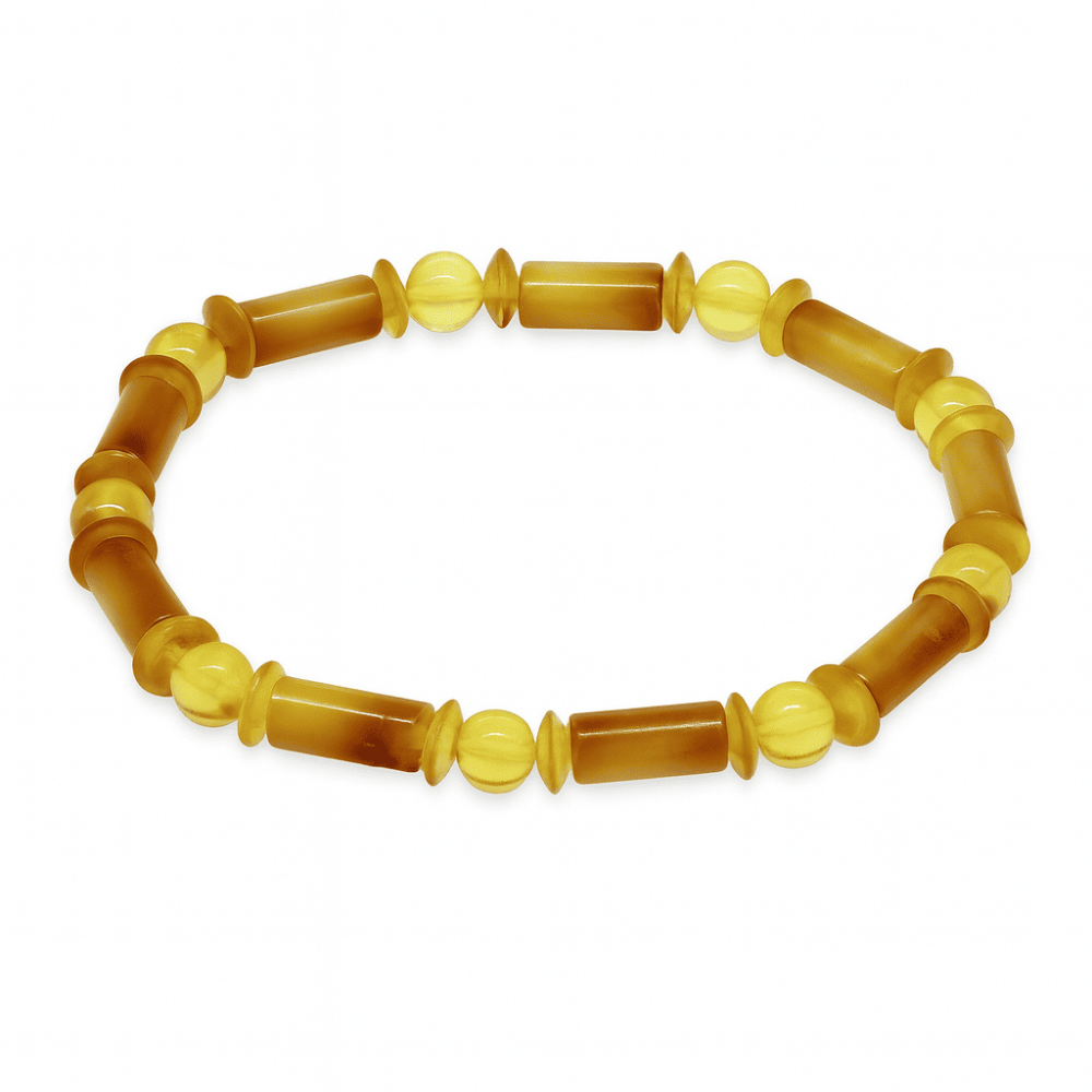 Bal Sarı Renkli Silindir Kesim Doğal Damla Kehribar Kadın Bileklik - 8