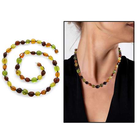 Bala Sarı Renk Şık Kutulu Özel Seri Naturel Damla Kehribar Taşlı Kadın Kolye - Tesbihane