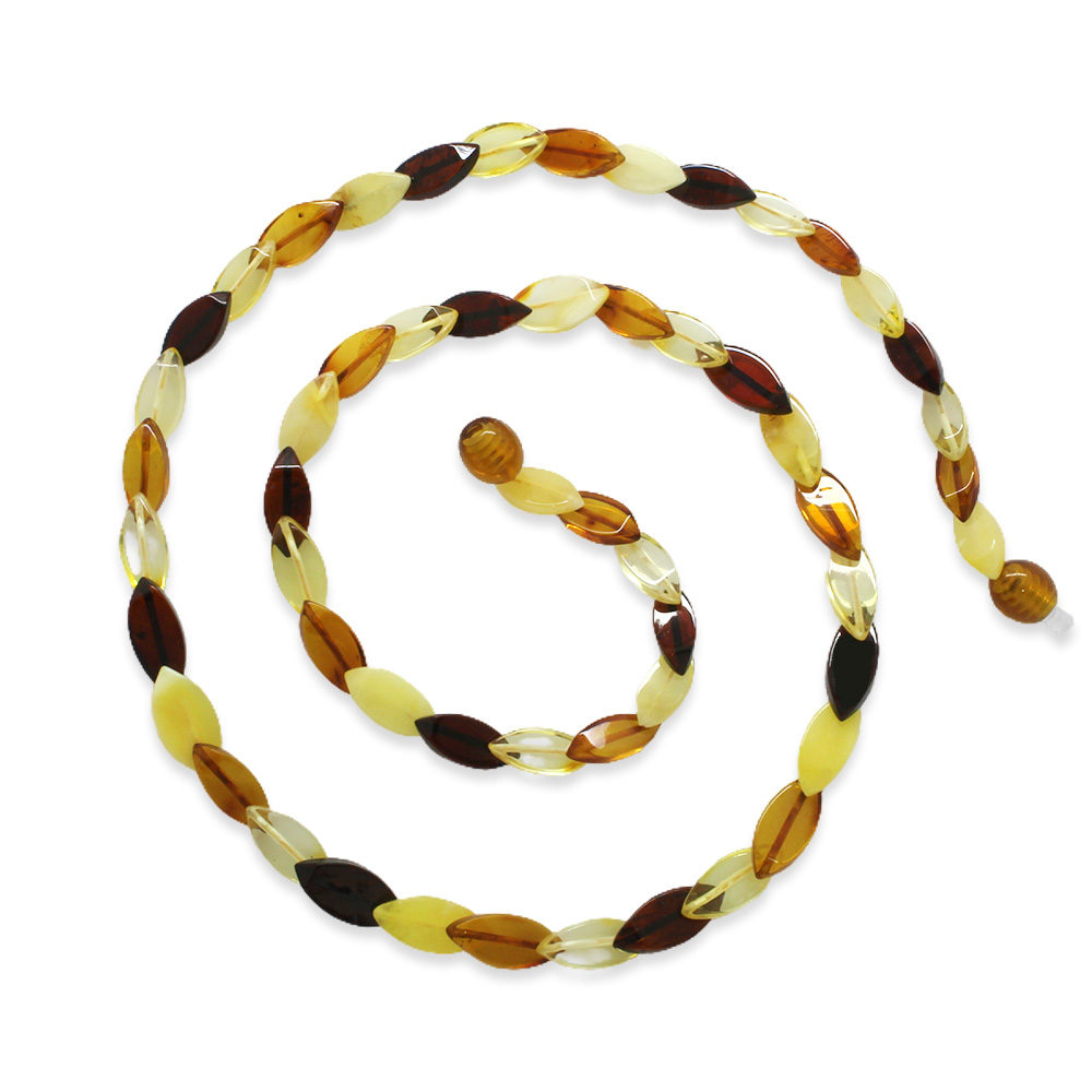 Balık Sırtı Tasarım Çok Renkli Doğal Damla Kehribar Kadın Kolye - 1