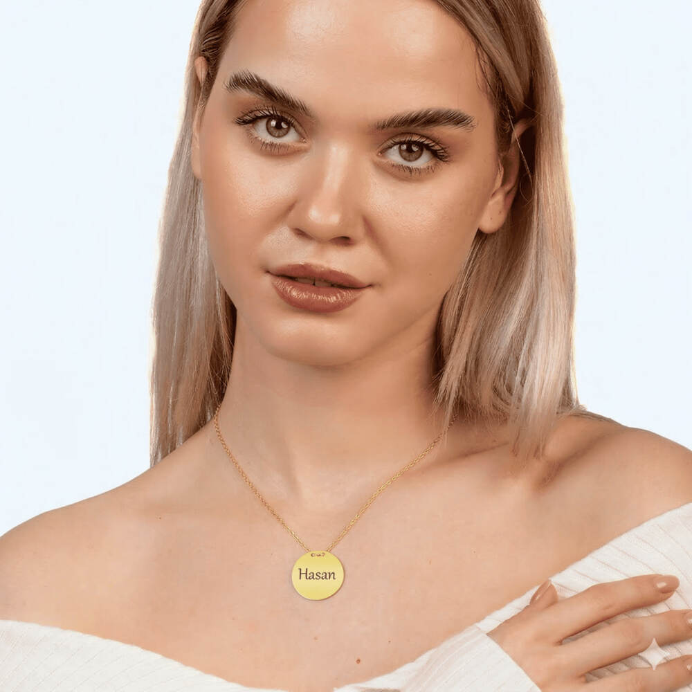 Klasik Model Altın Renk İsme Özel Yazılı 925 Ayar Gümüş Kadın Kolye - 2