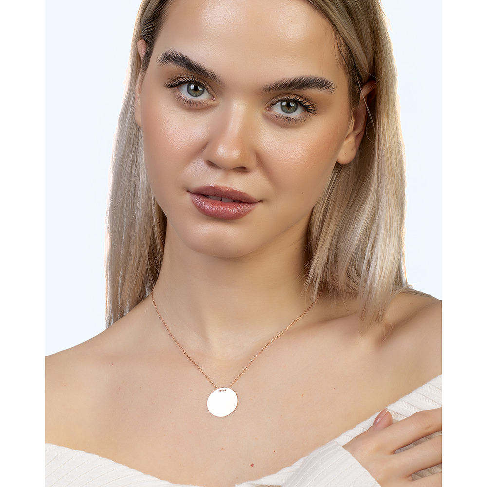 Klasik Model Rose Renk İsme Özel Yazılı 925 Ayar Gümüş Kadın Kolye - 3