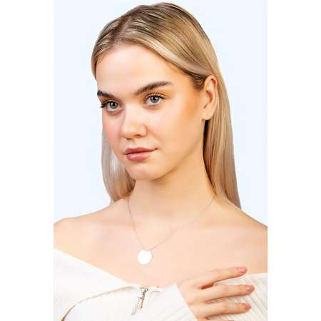 Klasik Model Gümüş Renk İsme Özel Yazılı 925 Ayar Gümüş Kadın Kolye - Tesbihane