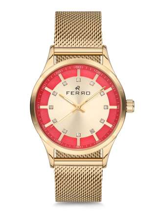 Ferro Sarı Hasır Kordon Kadın Kol Saati F51374-428-B2 F51374-428-B2 - FERRO