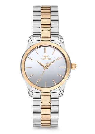 Ferro Sarı ve Gümüş Çelik Kordon Kadın Kol Saati F21071A-1102-D F21071A-1102-D - FERRO