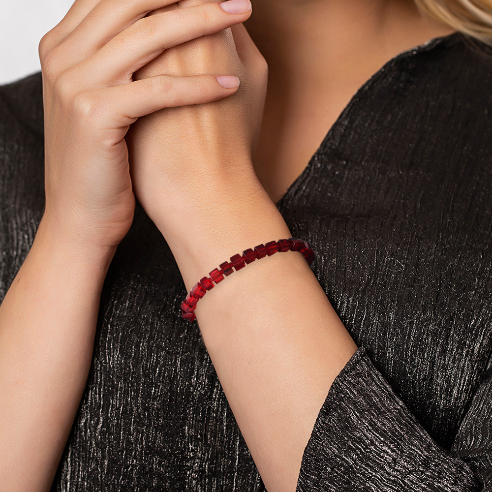 Bayrak Kırmızı Küp Kesim Doğal Damla Kehribar Kadın Bileklik - 7