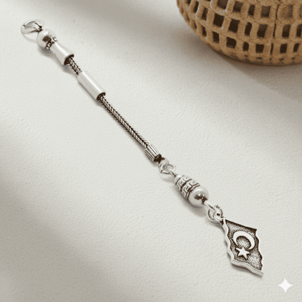 Bayrak Tasarım Uzun Model 925 Ayar Gümüş Püskül - 1