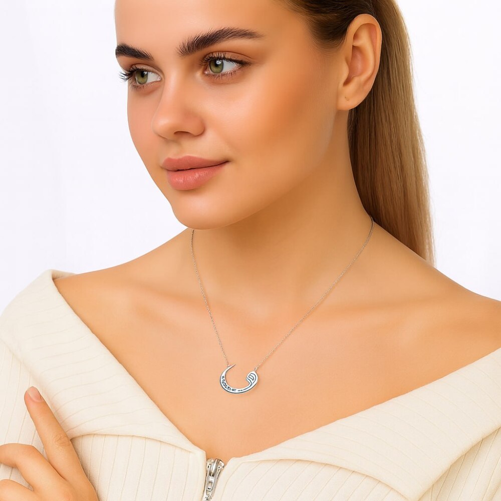 Besmele-i Şerif Yazılı 925 Ayar Gümüş Vav Kolye - M2 - 1