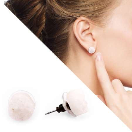 Beyaz Kristal Mineral Doğaltaş Küpe - Tesbihane