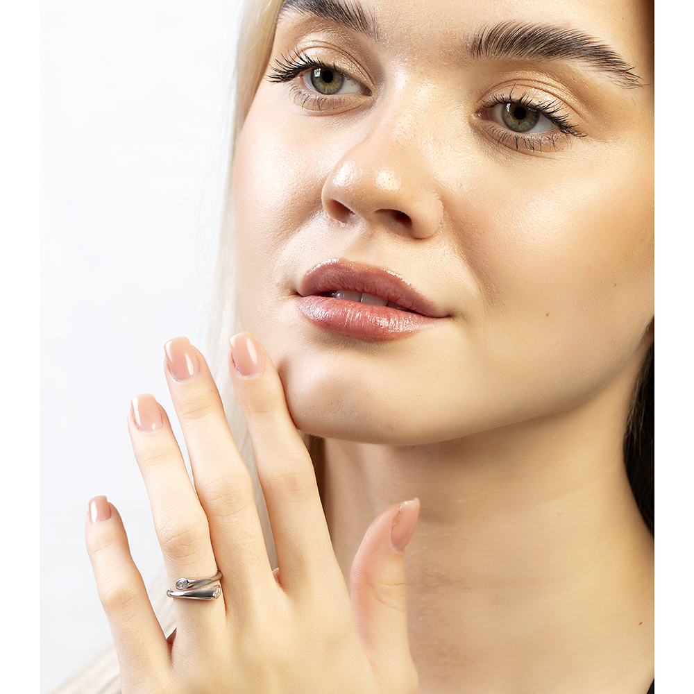 Beyaz Zirkon Taşlı Detaylı Gümüş Renk Ayarlanabilir Ölçü 925 Ayar Gümüş Kadın Yüzük - 3