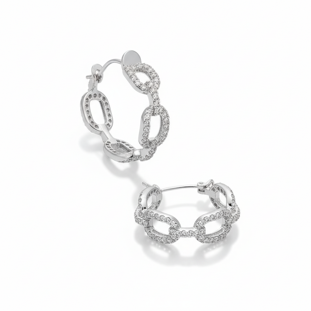 Beyaz Zirkon Taşlı Diamond Cut Tasarım Gümüş Renk 925 Ayar Gümüş Kadın Küpe - 4