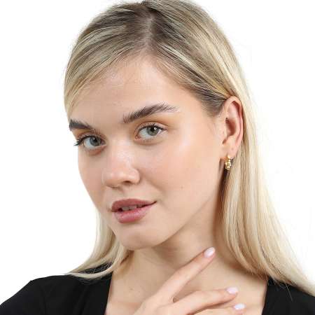 Beyaz Zirkon Taşlı Gözyaşı Tasarım Altın Renk 925 Ayar Gümüş Kadın Küpe - Tesbihane