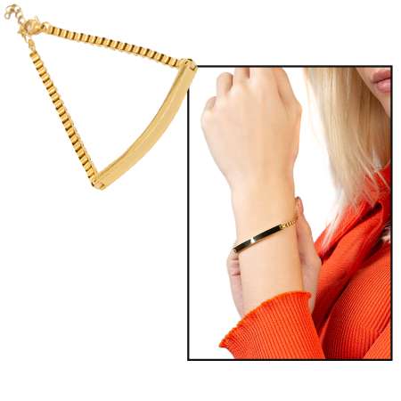 Altın Renk Kişiye Özel İsim Yazılı Çelik Kadın Box Zincir Bileklik - Tesbihane