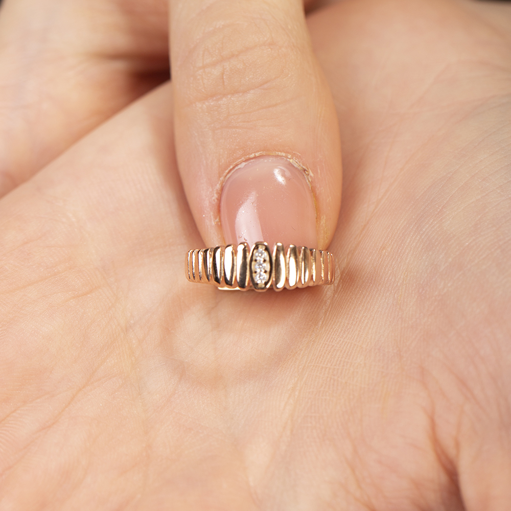 Beyaz Zirkon Taşlı Merdiven Tasarım Rose Renk Ayarlanabilir Ölçü 925 Ayar Gümüş Kadın Yüzük - 2