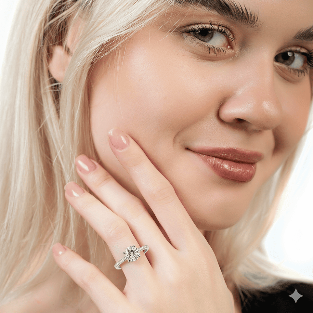 Beyaz Zirkon Taşlı Gümüş Renk Ayarlanabilir Ölçü Metal Kadın Tektaş Yüzük - 2