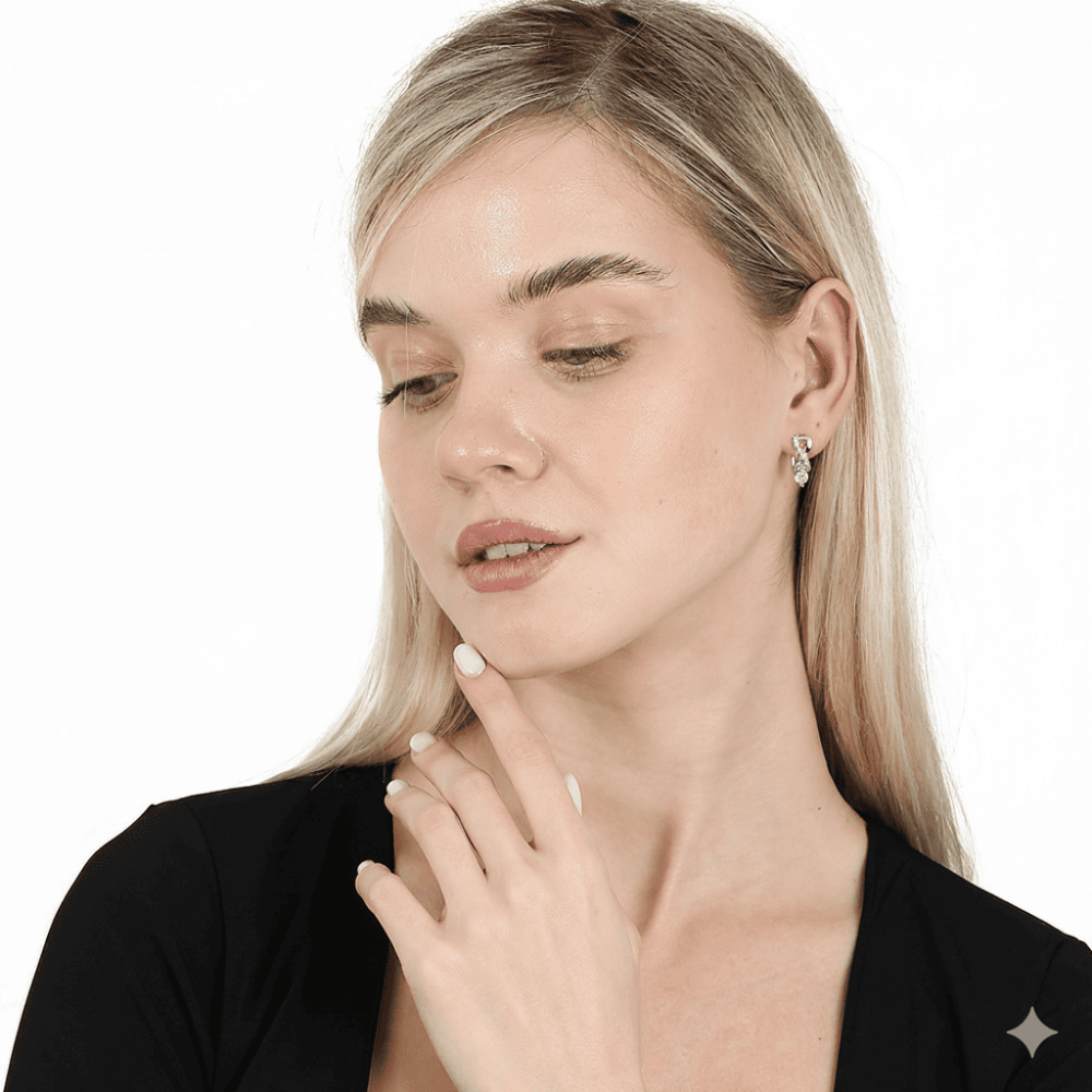 Beyaz Zirkon Taşlı Sonsuzluk Detaylı Gümüş Renk 925 Ayar Gümüş Tek Taş Kadın Küpe - 7