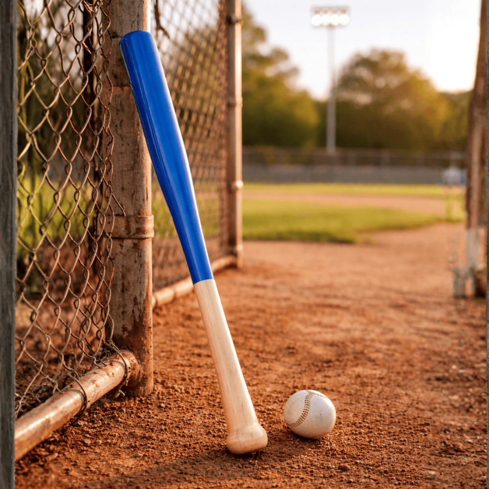 Beyzbol Sopası - Özel Fırınlanmış Gürgen Ağacı - Mavi Beyaz Renk - 2