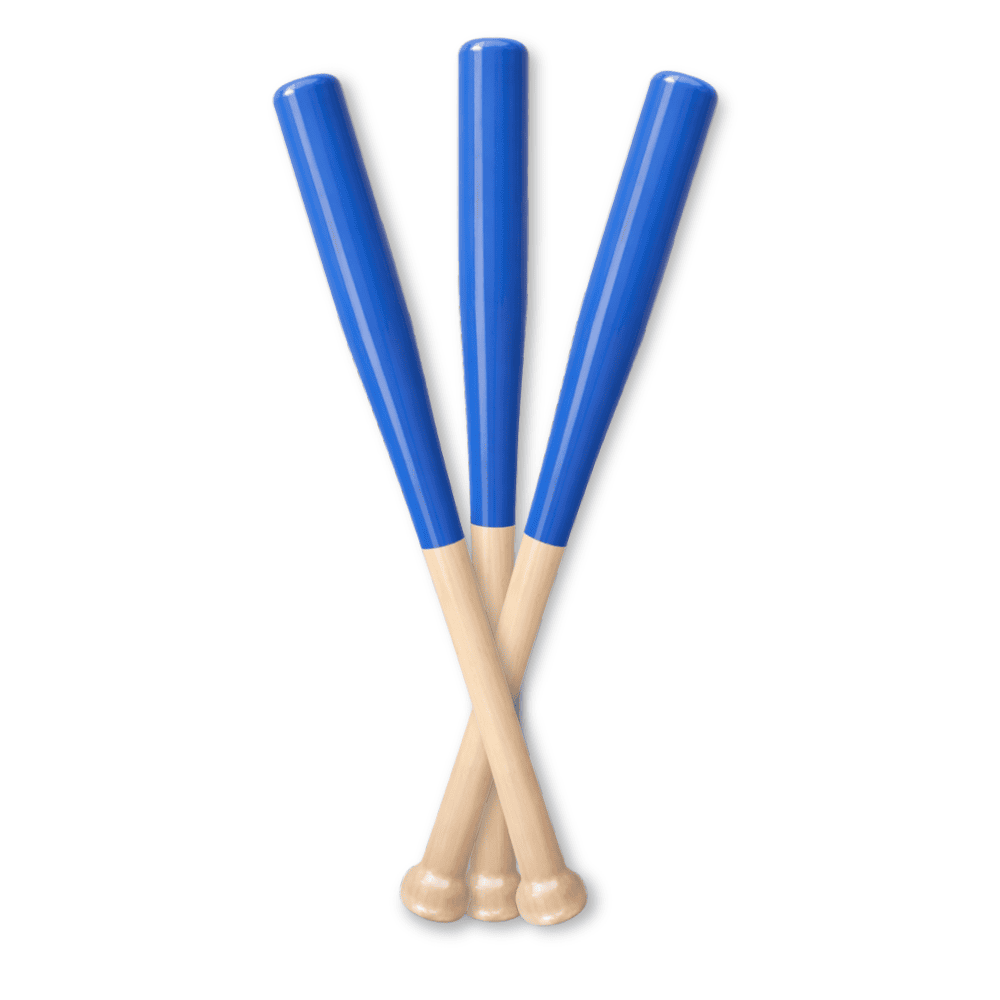 Beyzbol Sopası - Özel Fırınlanmış Gürgen Ağacı - Mavi Beyaz Renk - 3