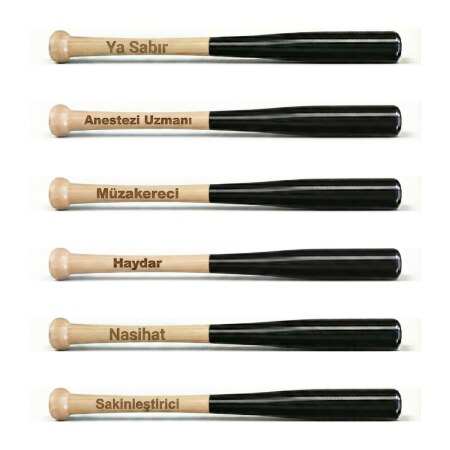 Beyzbol Sopası - Özel Fırınlanmış Gürgen Ağacı - Siyah Beyaz Renk - Tesbihane