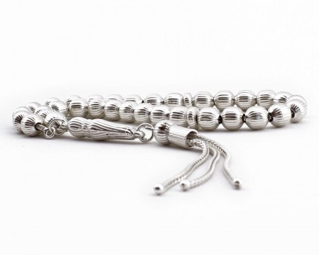 Kalem İşçilikli Küre Kesim Bilek Boy 925 Ayar Gümüş Tesbih - Tesbihane