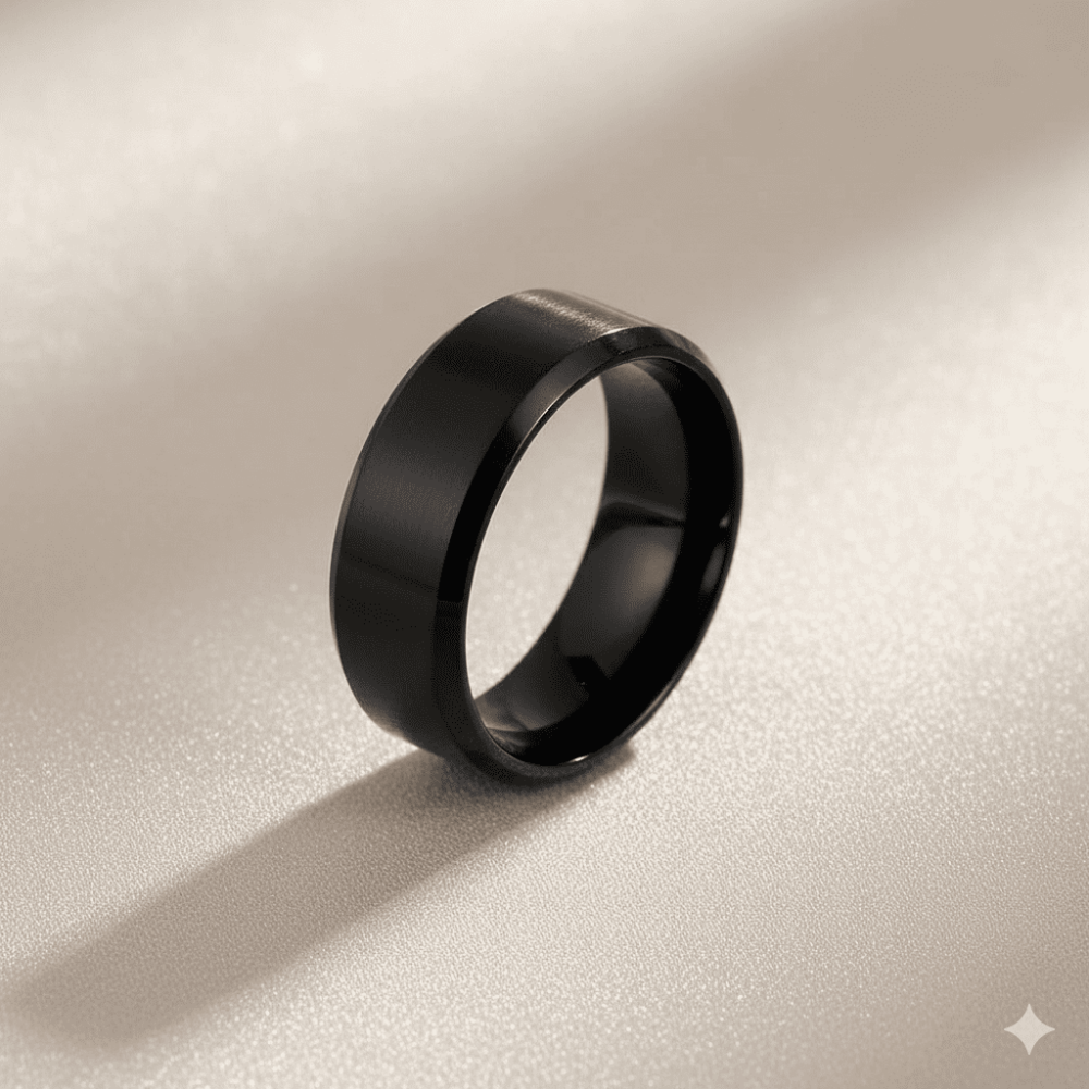 Siyah Renk 316L Kalite Paslanmaz Erkek Çelik Alyans Yüzük - 30 Ölçü - 3